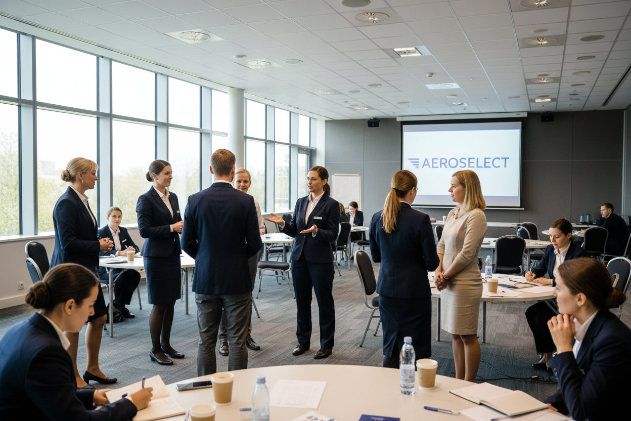 Der Seminar raum darf gerne etwas größer sein und das Bild darf nicht so gestellt wirken.