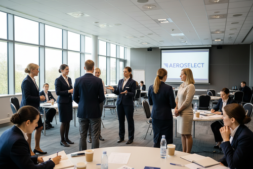 Der Seminar raum darf gerne etwas größer sein und das Bild darf nicht so gestellt wirken.